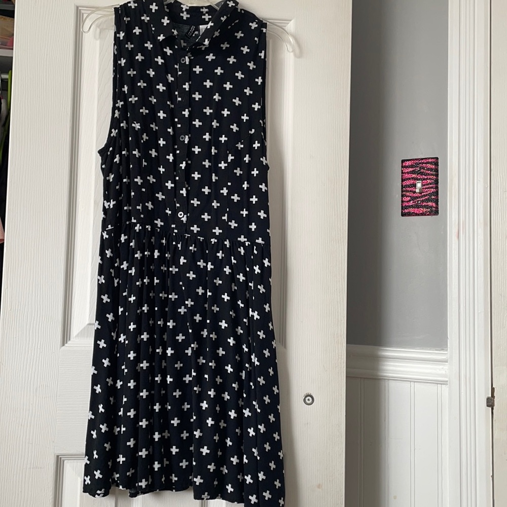 Black and white flowing dress